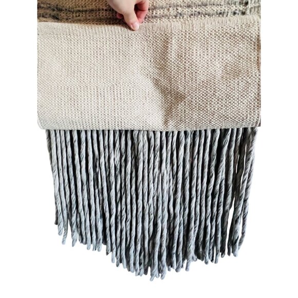 Handwoven Macramé Wall Hanging With Tassels Beige & Gray Boho Decor Rope Design - Picture 6 of 8